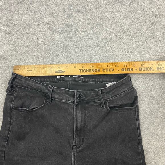 Old Navy jeans womens 12 28/27 skinny highrise black biker emo goth y2k Stretch - Picture 6 of 10